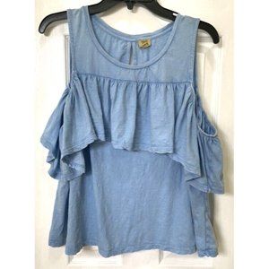 True Craft shirt womens size 1X cold shoulder boho ruffle Summer beach nice